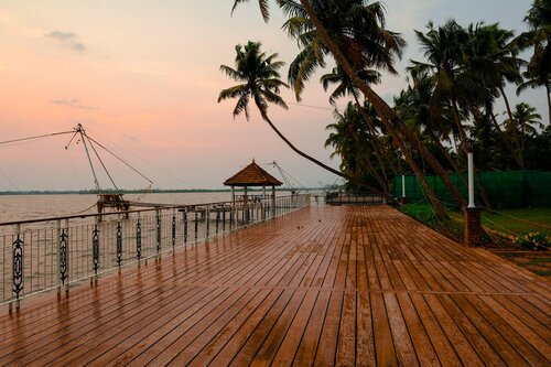 Sunset view from the Infinity Deck over Lake Vembanad